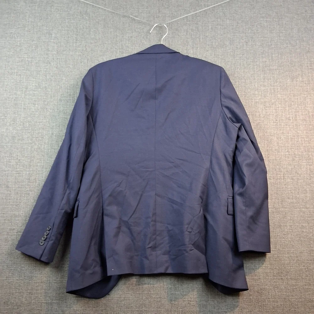 Navy Blue Two Button Blazer Notch Lapel Tailored Suit Jacket Made in Mexico
